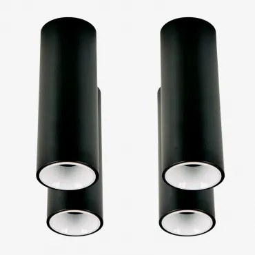 Pack Van 4 Ronde Led-opbouwplafondlampen Ø7,2 Cm Voor Buiten In Aluminium Luisiana Zwart – Wit & Warm Wit 2700k & 10 W & 23º - Sklum