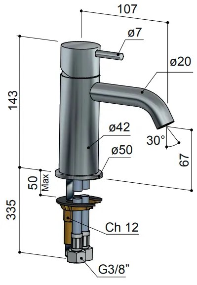 Hotbath Cobber wastafelkraan met gebogen uitloop messing geborsteld PVD