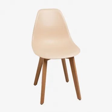 Pack Van 4 Eetkamerstoelen Van Polypropyleen En Beukenhout Scand Nordic Bruin - Tarwe - Sklum