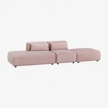 2-delige Modulaire Bank Met Links Chaise Longue En Fogler Poef Corduroy Roze Wijn - Sklum