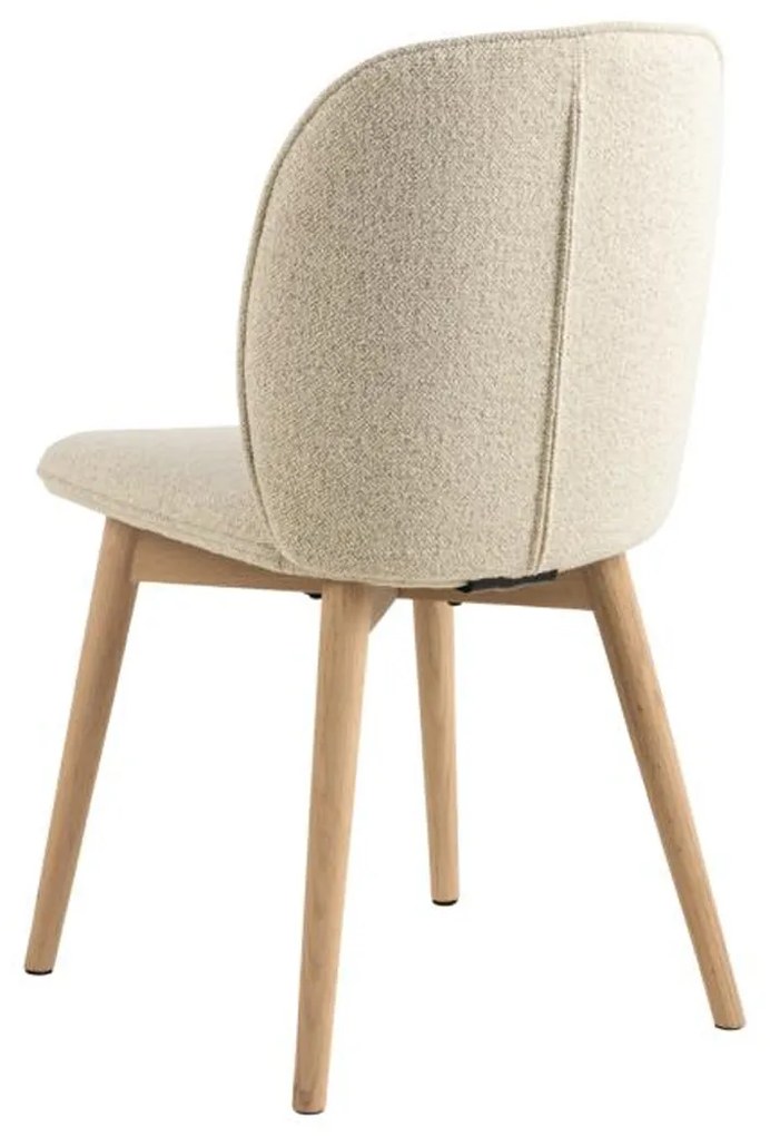 Eetkamerstoel Met Houten Poten Beige Boucle