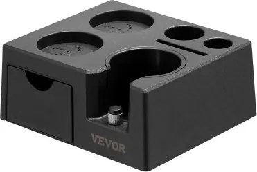 VEVOR Espresso-tampstation van ABS, 7-in-1 multifunctioneel tampstation met verwijderbare gleuf, Espresso-klopbox met antislipbodem, geschikt voor handgrepen van 51-58 mm, zwart