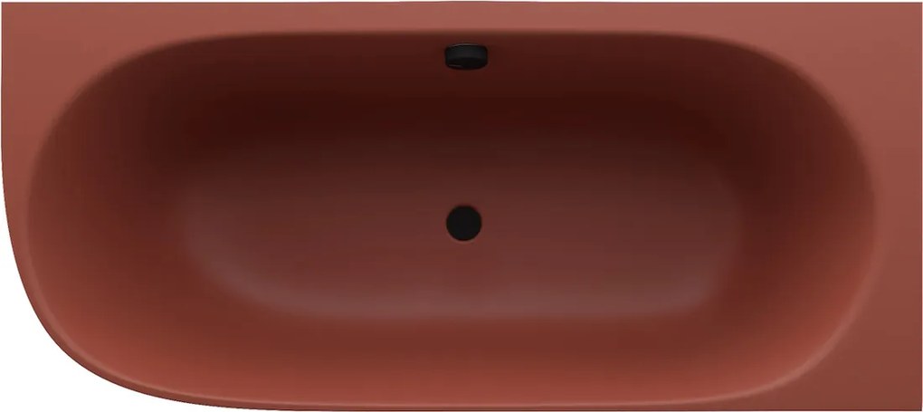 Polysan Sussi halfvrijstaand bad rechts mineraalmarmer 160x70cm terracotta