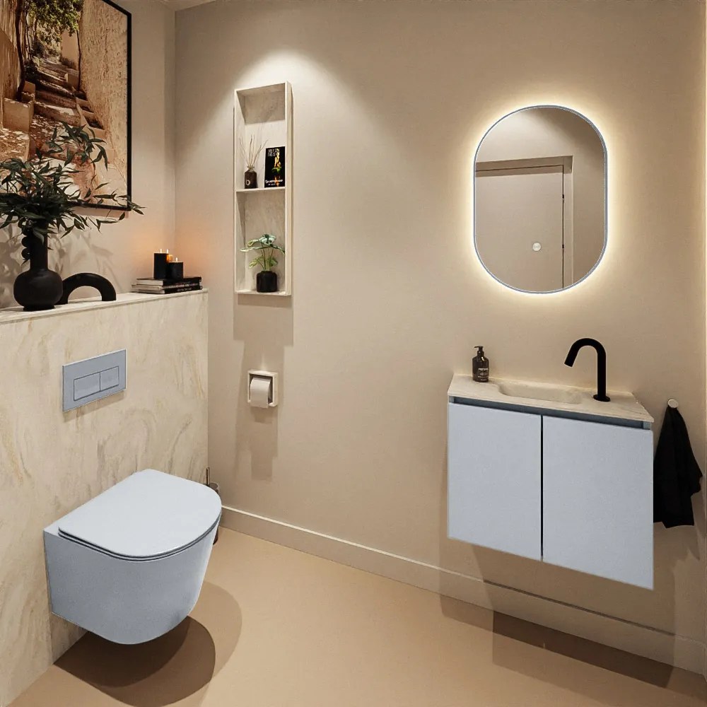 Mondiaz Ture DLux toiletmeubel 60cm clay met wastafel ostra midden met kraangat