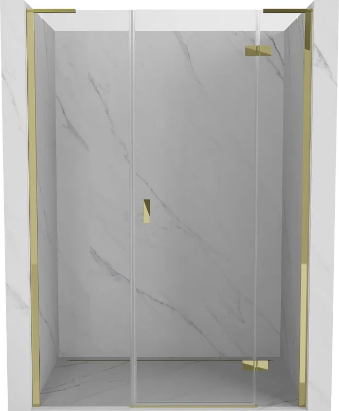 Mexen Mist-H L douchedeur scharnierend rechts 160 cm, transparant, goud - 8A5L-160-001-50-00-P