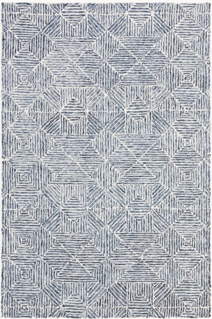 Handgetuft laagpolig wollen vloerkleed Azure