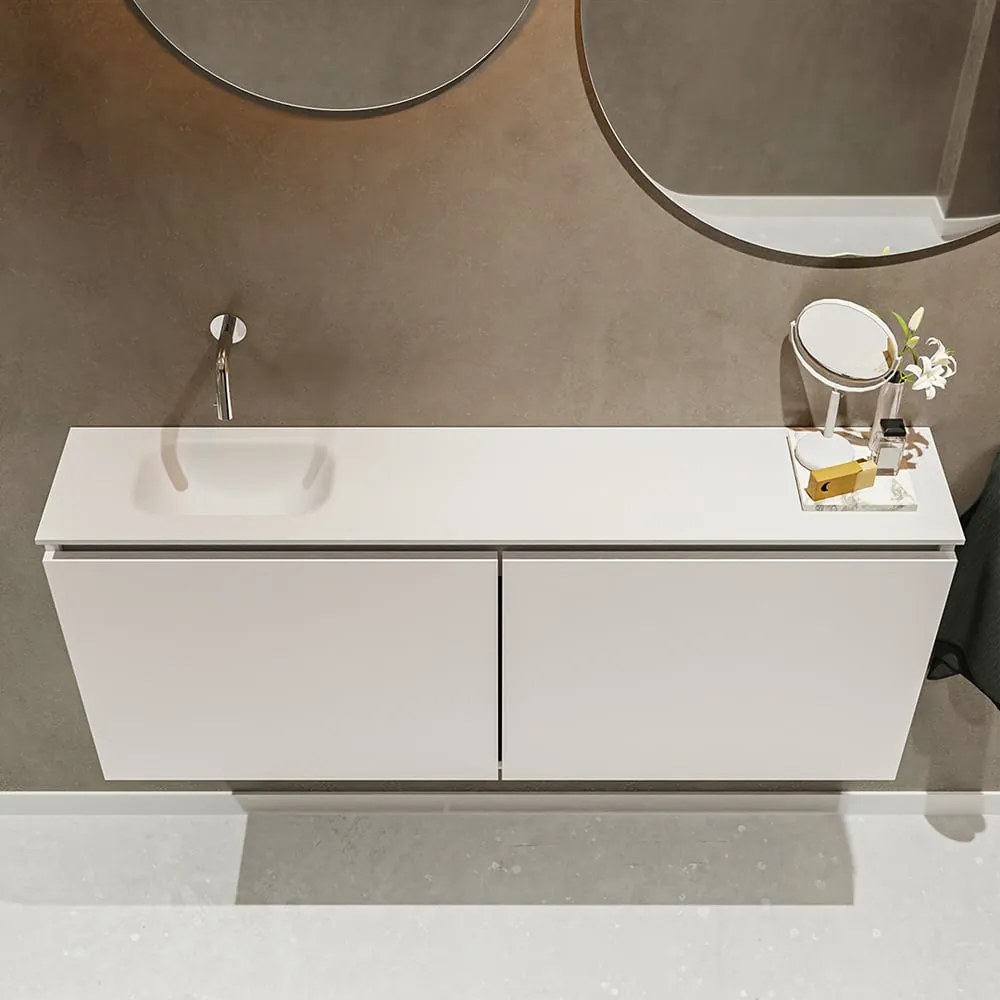 Mondiaz Ture 120cm toiletmeubel linen met wastafel talc links geen kraangat