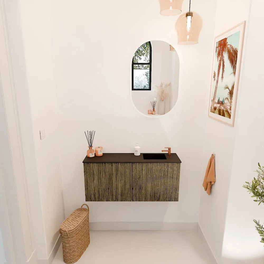 Mondiaz Joya 90cm toiletmeubel dusk met wastafel faye rechts 1 kraangat urban