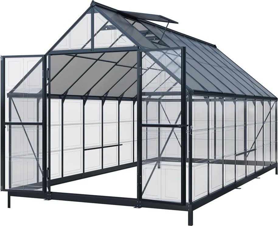 Polycarbonaat tuinkas Aurora 2,4 x 3,6 m CoverTech zwart