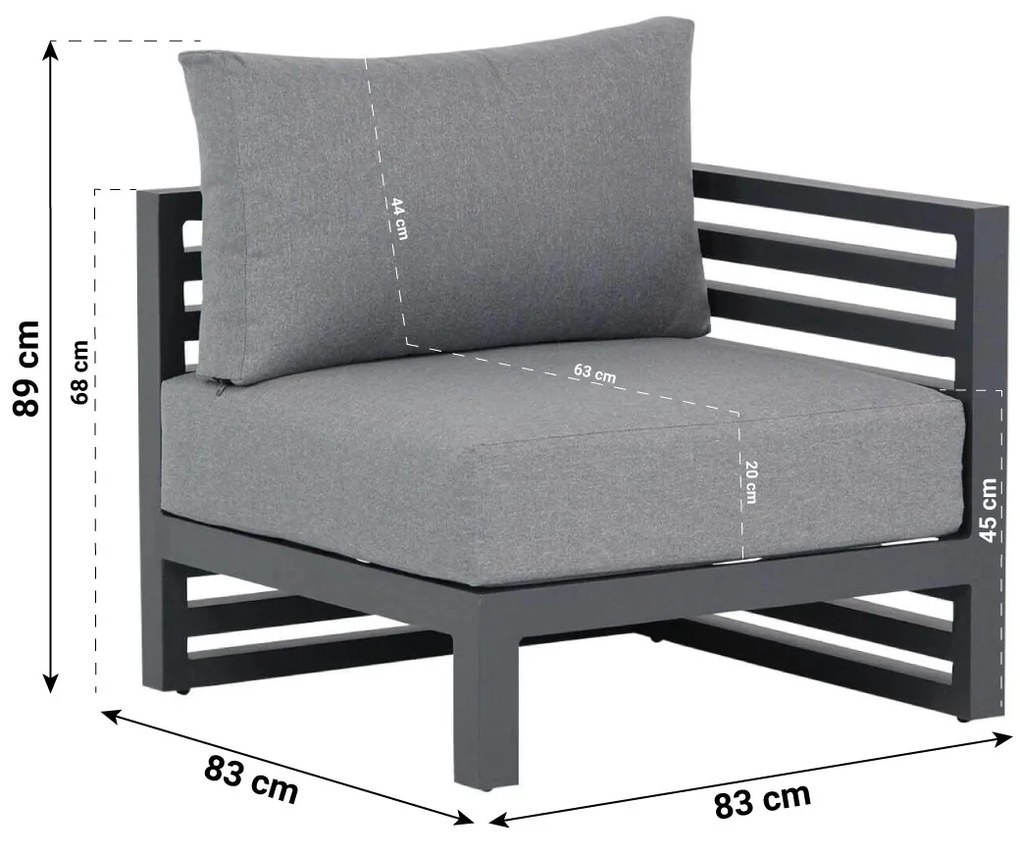 Santika Furniture Santika Jaya Eind Module - Quick Dry Foam Aluminium Grijs