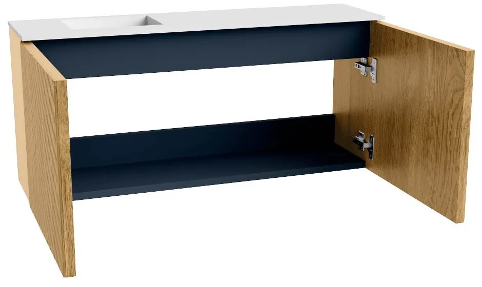 Mondiaz Joya 90cm toiletmeubel oak met wastafel faye links zonder kraangat talc