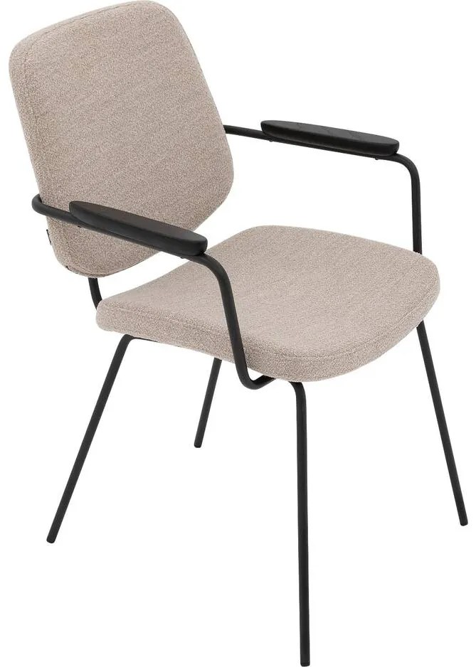 Goossens Eetkamerstoel Hjalmar beige stof met armleuning, modern design