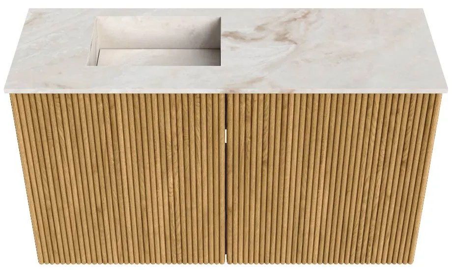 Mondiaz Joya DLux 70cm toiletmeubel oak met wastafel faye links 1 kraangat frappe