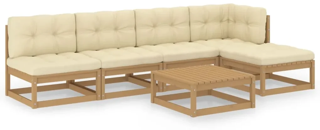 vidaXL 6-delige Loungeset met kussens massief grenenhout