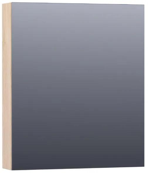 Saniclass Plain Spiegelkast - 60x70x15cm - 1 linksdraaiende spiegeldeur - MFC - legno calore SK-PL60LLC