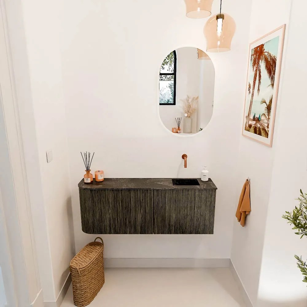 Mondiaz Joya DLux 110cm toiletmeubel ronding links shadow met wastafel faye rechts zonder kraangat lava
