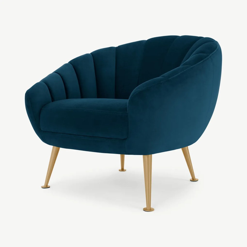 Primrose trendy fauteuil, groenblauw fluweel