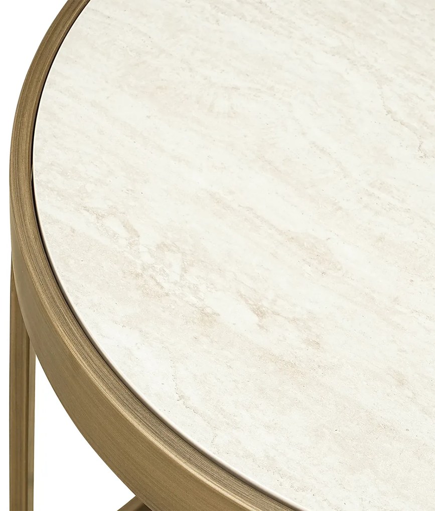 Richmond Interiors Tivoli Ronde Bijzettafelset Beige Goud - 50 X 50cm.