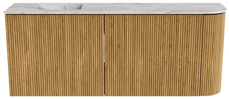 Mondiaz Joya DLux 100cm toiletmeubel ronding rechts oak met wastafel faye links zonder kraangat glace