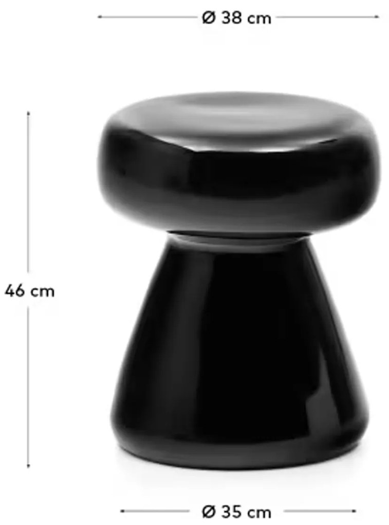Kave Home Manya Glanzende Bijzettafel Zwart Keramiek - 38 X 38cm.