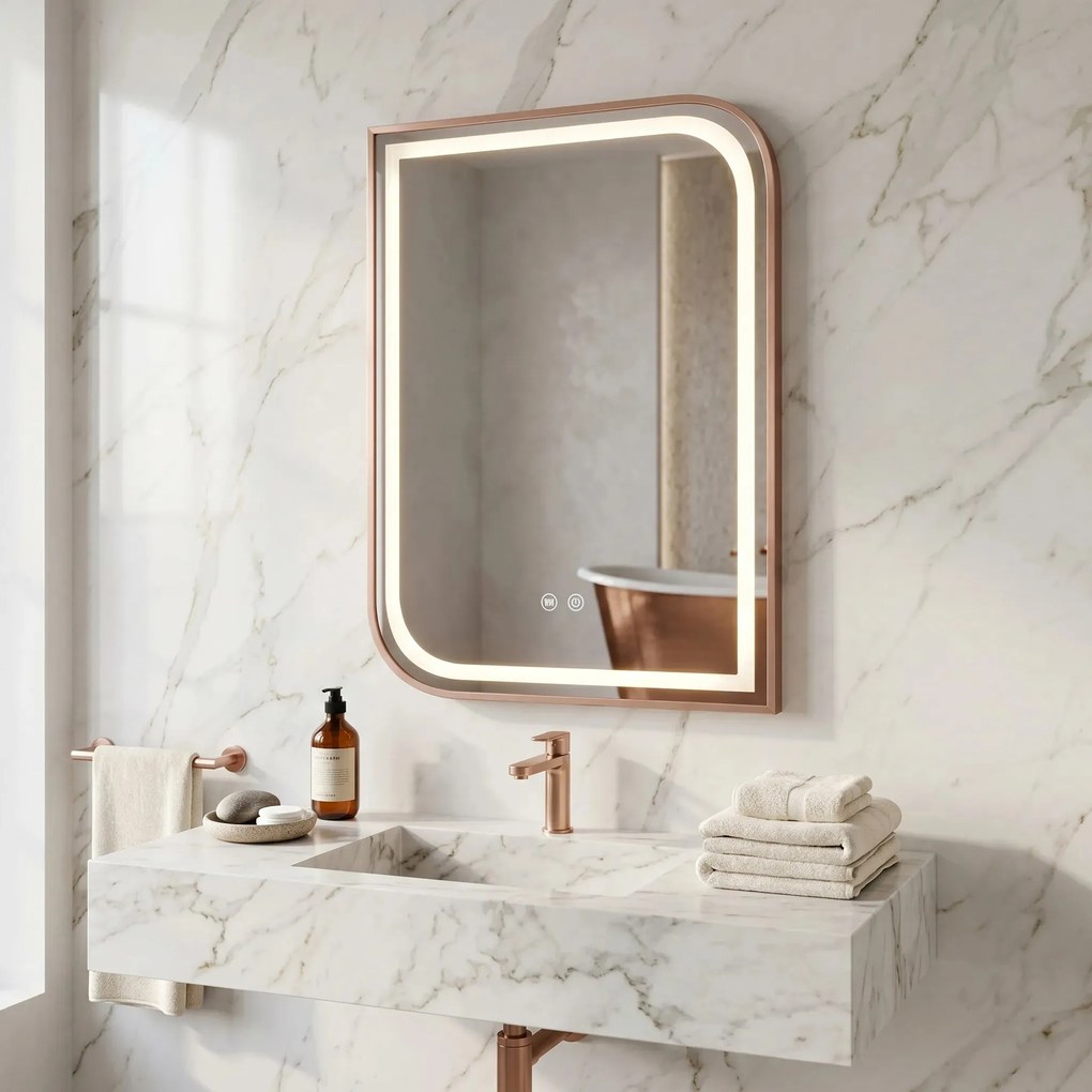 LED Spiegel ZONE 80x60 BRUSH ROSE GOLD