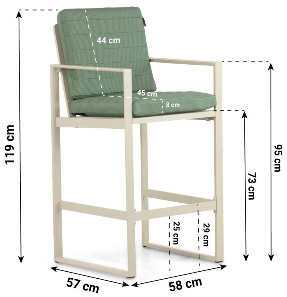 Barstoel Aluminium Taupe-naturel-bruin Lifestyle Garden Furniture Nuno