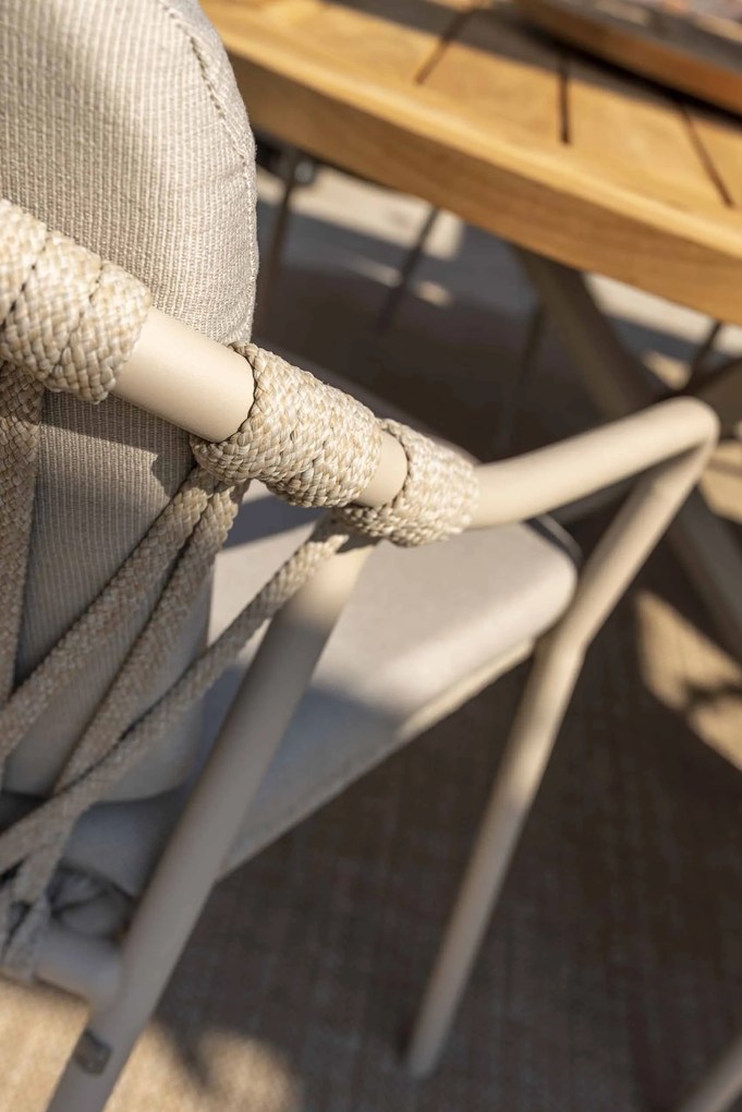 Taste by 4 Seasons Manitoba tuinset latte met Prado tuintafel latte teak blad Ø 160 cm SALE Tuinset taupe weerbestendig