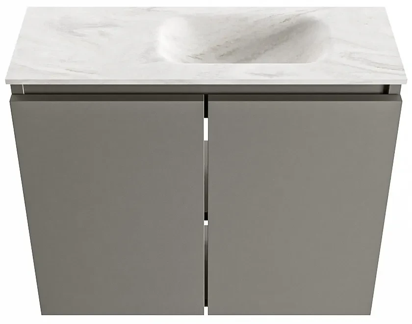 Mondiaz Ture DLux toiletmeubel 60cm smoke met wastafel ostra rechts met kraangat