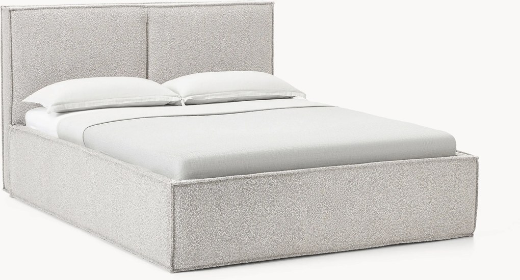 Bouclé gestoffeerd bed Dream met opbergruimte