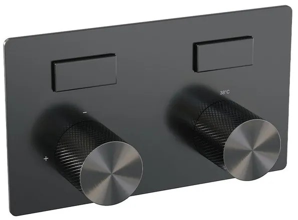 BRAUER gunmetal Carving - 2 functies - inbouwthermostaat - drukknoppen - in/afbouwdelen - gunmetal geborsteld PVD 5-GM-157