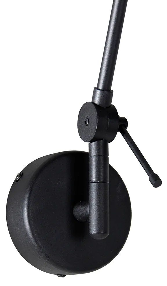 Wandlamp zwart met rotan kap 50 cm verstelbaar - Blitz