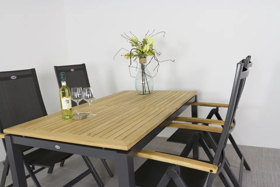 Hartman Napoli/Sonata verstelbare tuinset 160x90 cm. - Aluminium/Teak