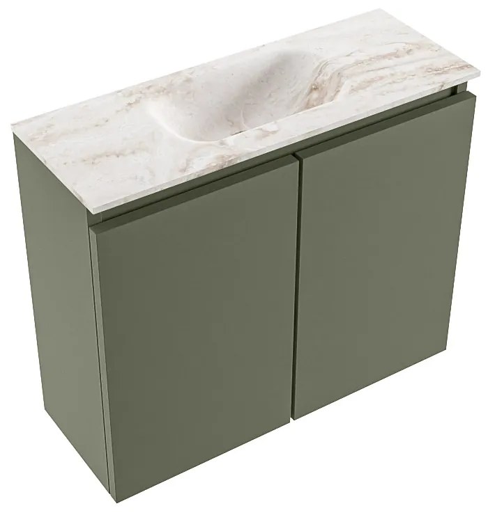 Mondiaz Ture DLux toiletmeubel 60cm army met wastafel frappe midden met kraangat