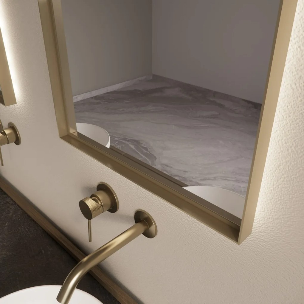 Gliss Design Delta spiegel met LED-verlichting 40x100cm mat goud