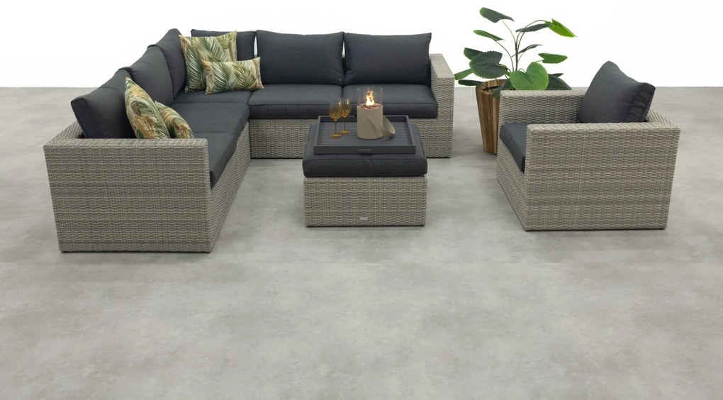 Atlanta wicker loungeset 5-delig – Vintage grey - Garden impressions