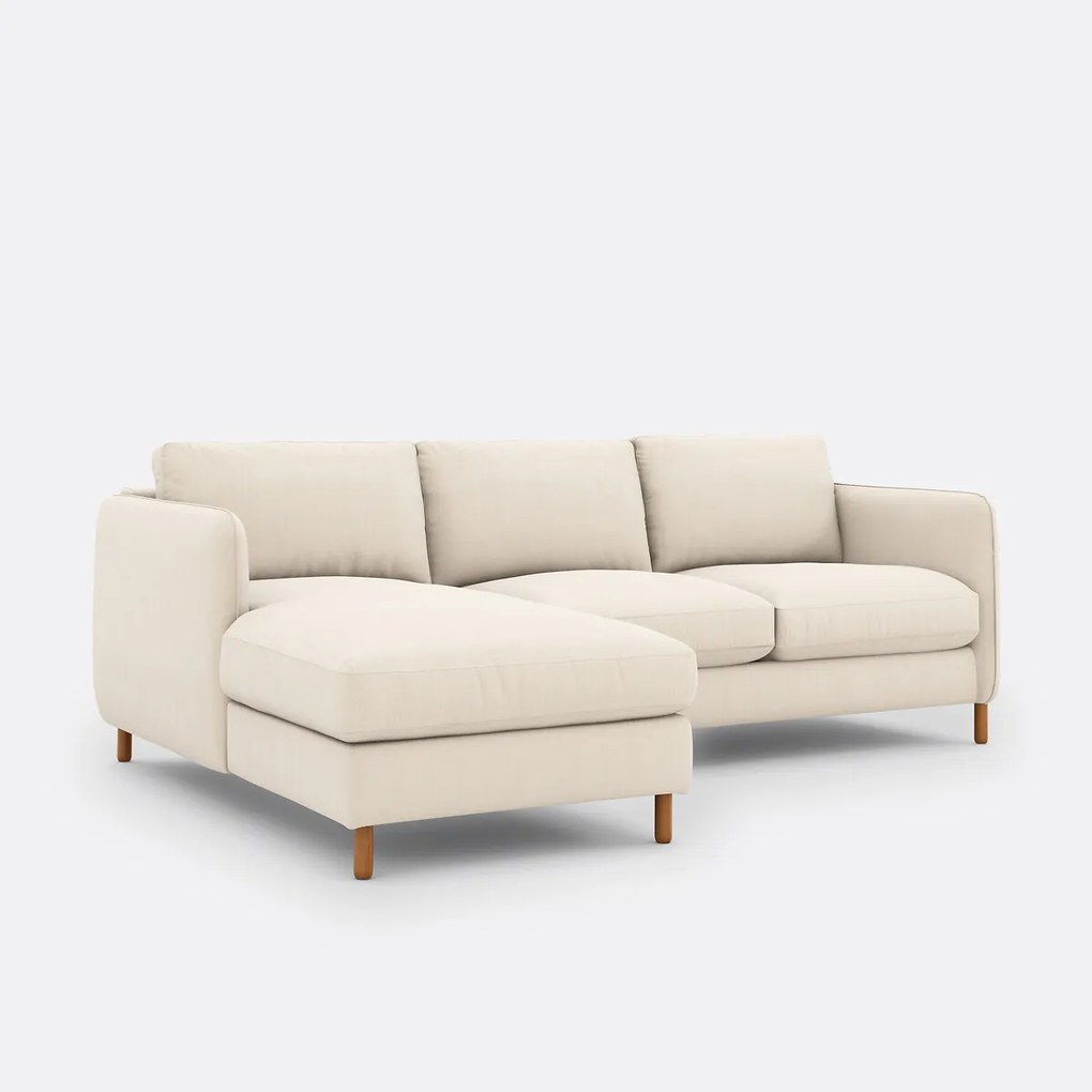 Hoekbank links, converteerbaar, 4 zits, in polyester, LOMÉO