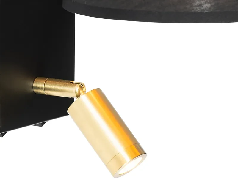 LED Moderne wandlamp zwart en goud met leeslamp - Renier Modern E14 rond Binnenverlichting Lamp