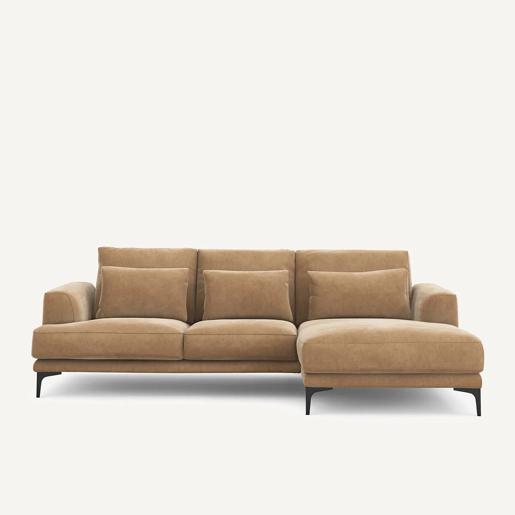 Rechtse hoekbank in stonewashed fluweel, Marsile