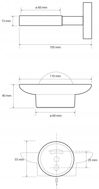 Sapho X-Round zeephouder rond zwart