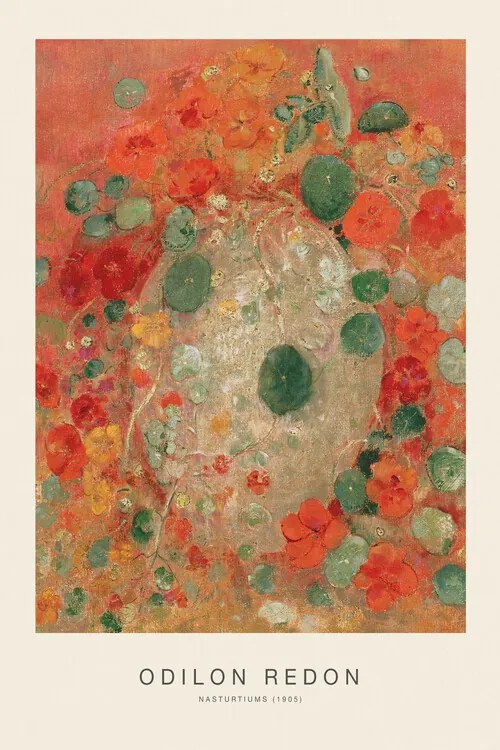 Kunstreproductie Nasturtiums (Vintage Floral Painting) - Odilon Redon