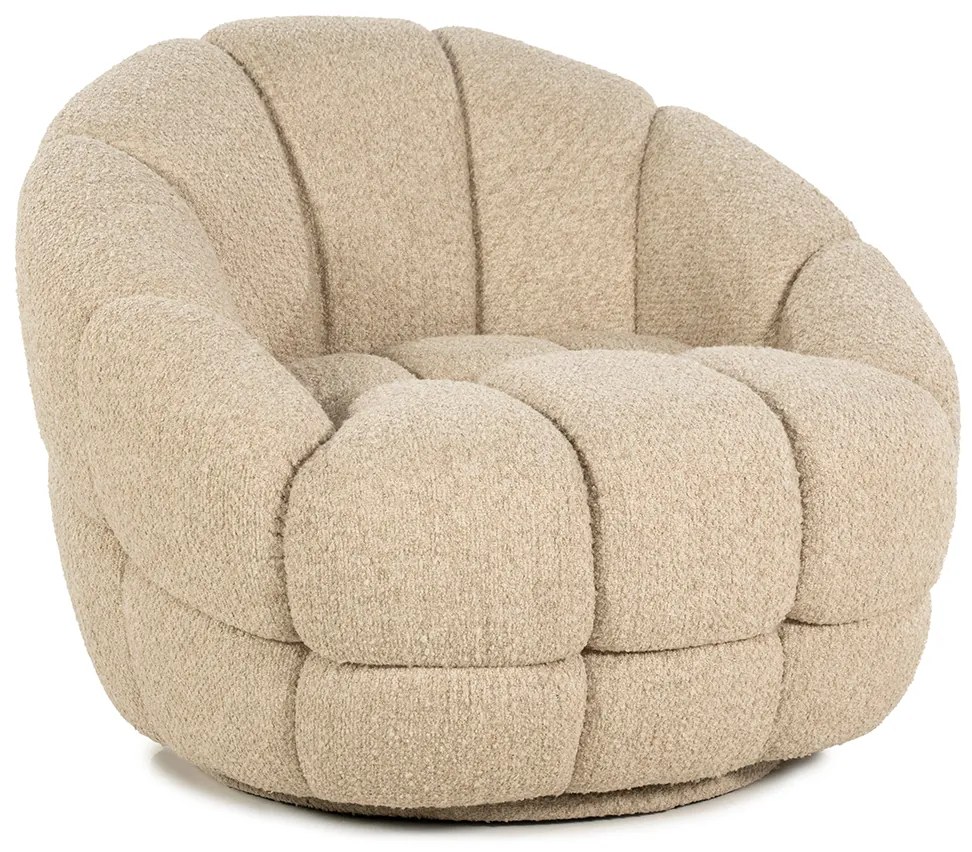 Ronde Fauteuil Draaibaar Boucle Beige