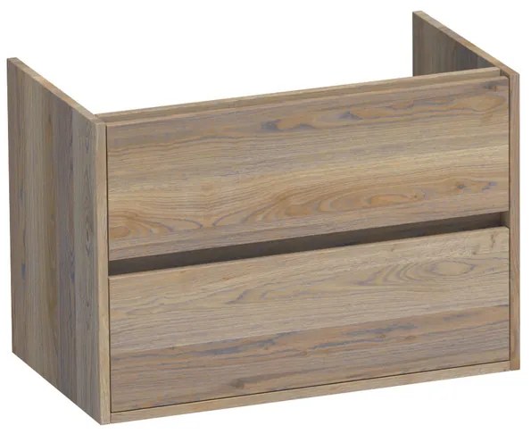 BRAUER Nexxt Wastafelonderkast - 80x46x55cm - 2 greeploze softclose lades - 1 sifonuitsparing - hout - Vintage oak 1072VOG