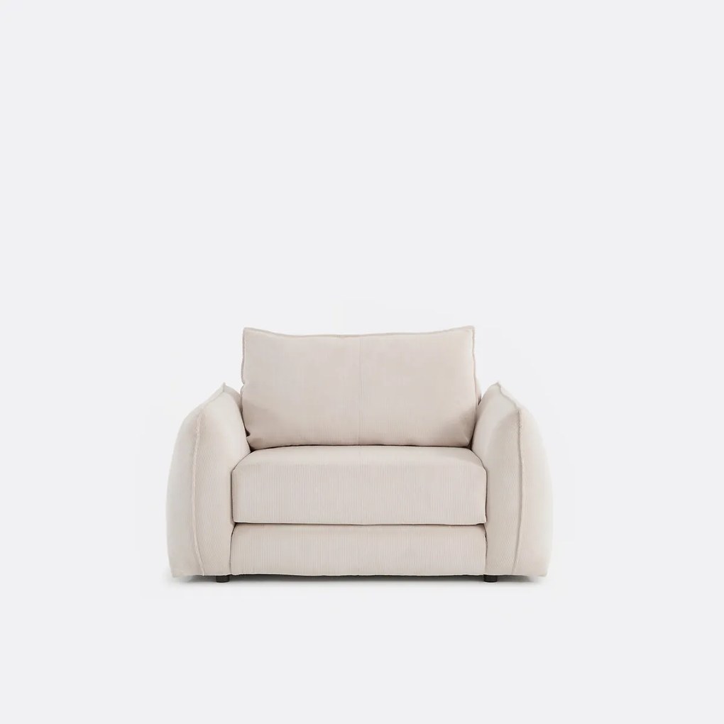 Rechte, uitklapbare fauteuil, 1-zits, van fijn geribd fluweel, TIKI
