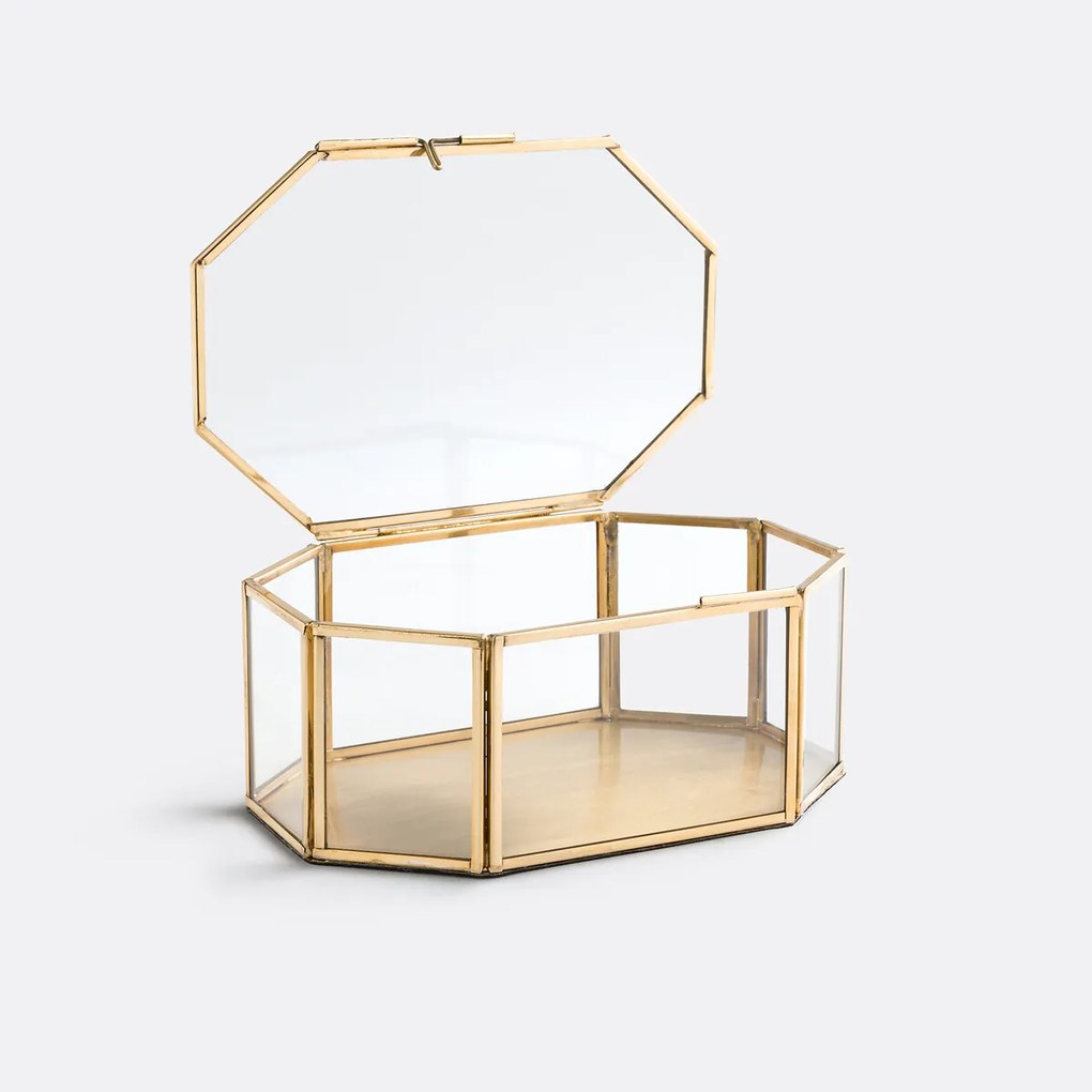 Vitrinekistje van glas en messing, Uyova