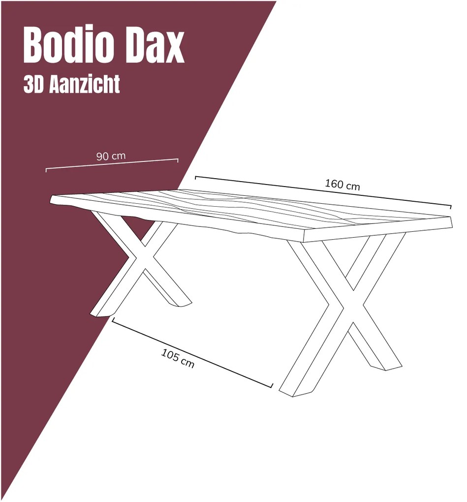 Bodio Dax Boomstamtafel 160x90 - 160 X 90cm.