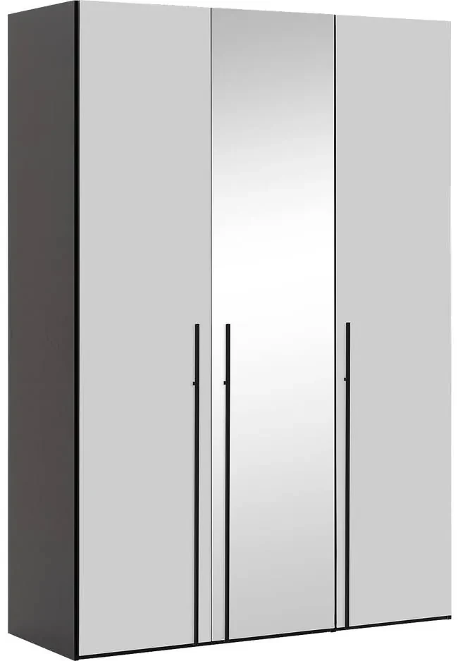Goossens Kledingkast Easy Storage Ddk, Kledingkast 153 cm breed, 220 cm hoog, 2x glas draaideur en 1x spiegel draaideur midden