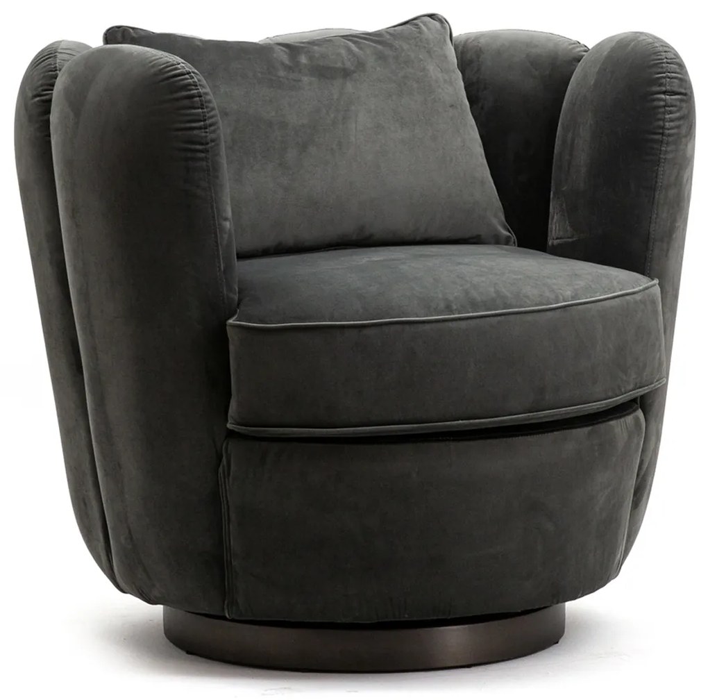 Eleonora Maria Draaibare Schelpfauteuil Grijs Velvet