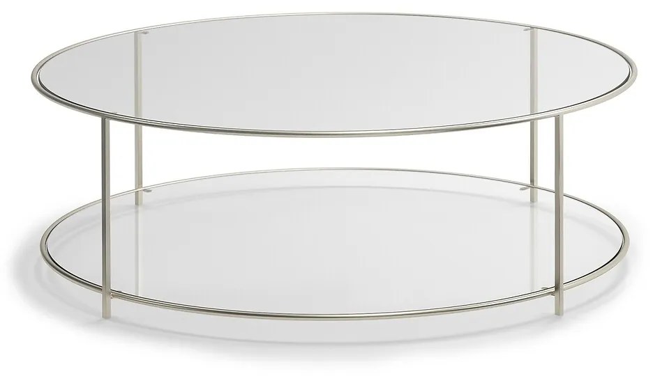 Ronde salontafel in gesatineerd nikkel , Sybil
