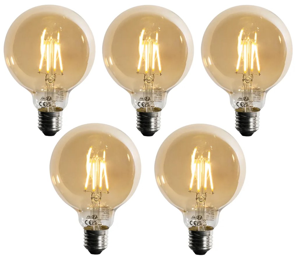 Set van 5 E27 dimbare LED lamp G95 5W 450 lm 2700K