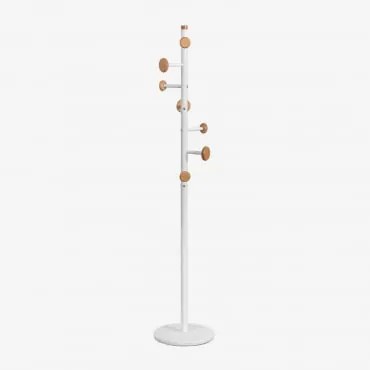 Staande Kapstok Van Beukenhout En Marmer Tibalt Wit - Sklum